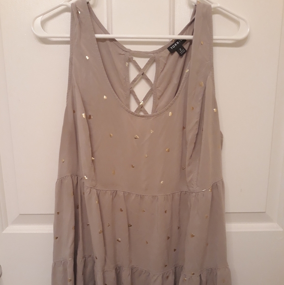 Torrid Taupe/Gold Challis Tunic Tank - Picture 4 of 9